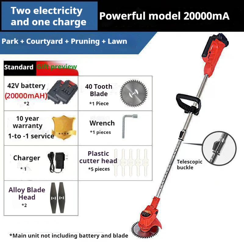 Cordless Electric Grass Trimmer with Brushless Motor Lightweight Lawn Mower for Garden and Yard Maintenance