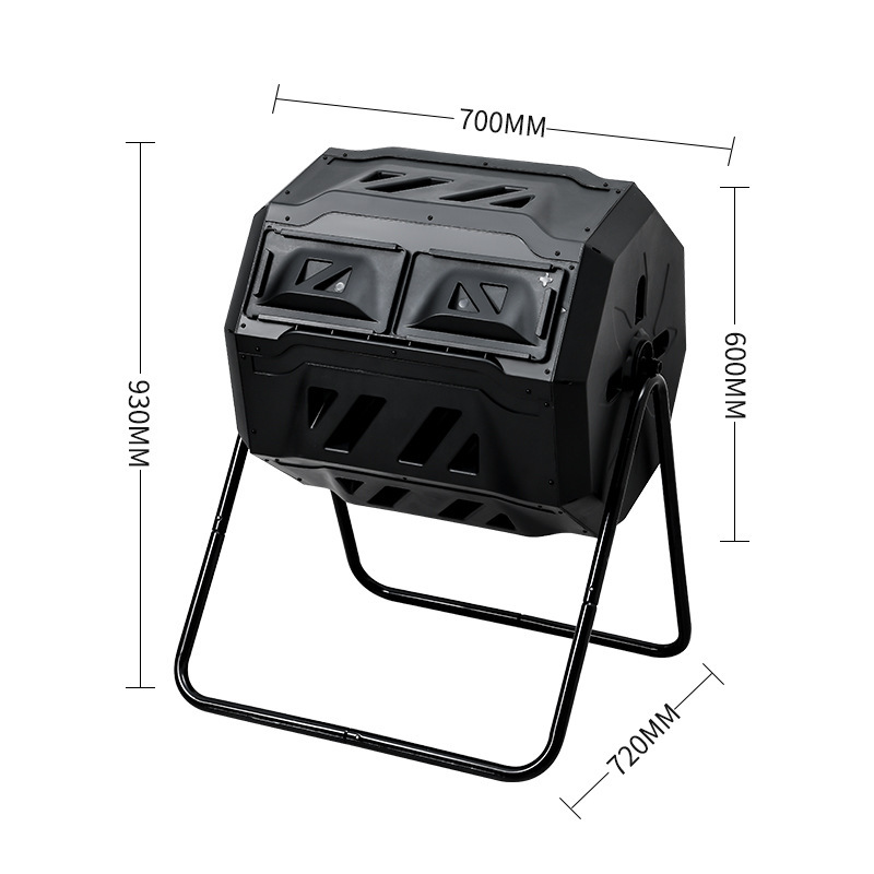 Dual Chamber Outdoor Tumbling Compost Bin Large Rotating Garden Waste Tumbler for Fast Decomposition