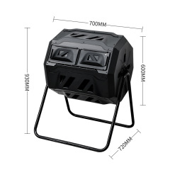 Dual Chamber Outdoor Tumbling Compost Bin Large Rotating Garden Waste Tumbler for Fast Decomposition