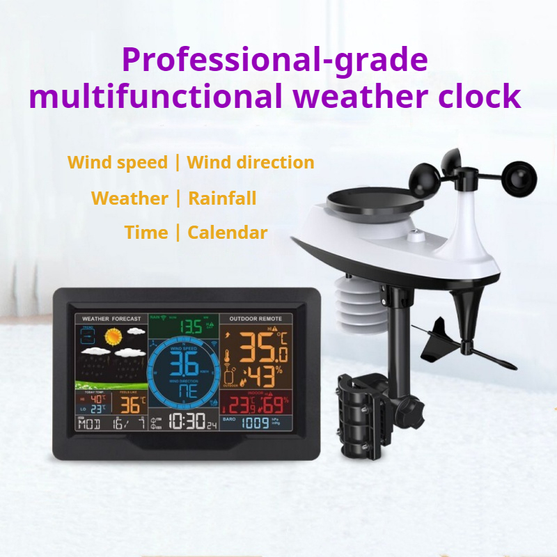 Professional Wireless Weather Station with Wind, Rain & Temperature Monitoring – USB Rechargeable, Multi-sensor, Accurate Forecast