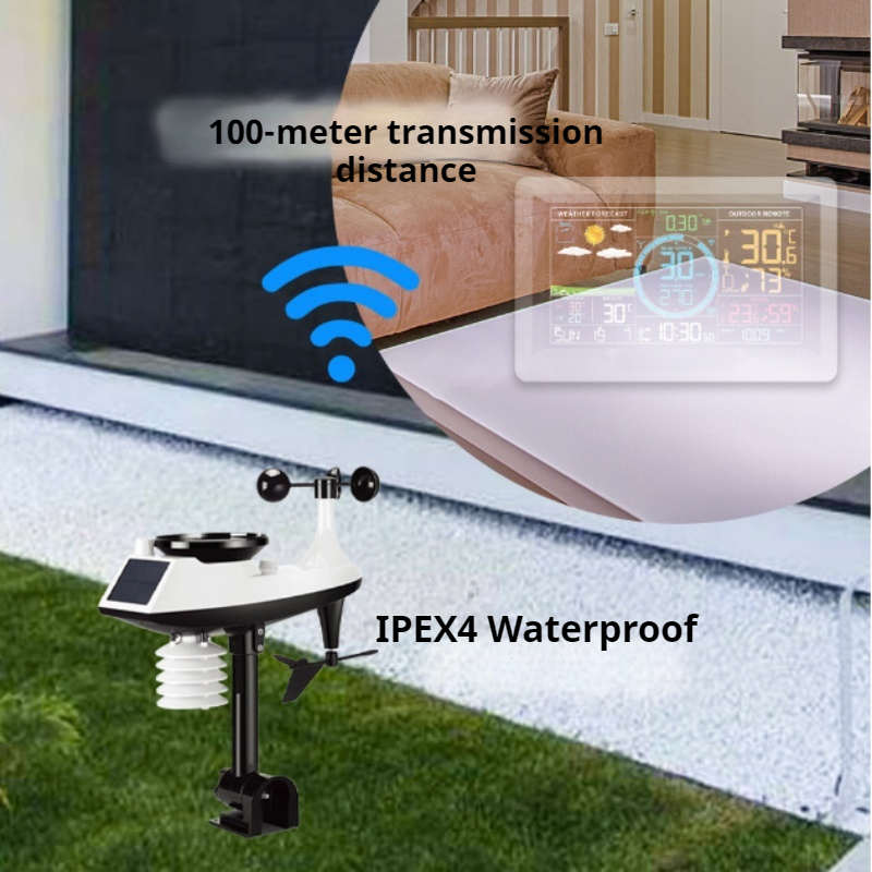Professional Wireless Weather Station with Wind, Rain & Temperature Monitoring – USB Rechargeable, Multi-sensor, Accurate Forecast
