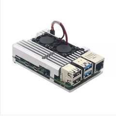 For Raspberry Pi 4 Model B Aluminum Case with Dual Cooling Fan Metal Shell Enclosure for RPI Raspberry Pi 4B