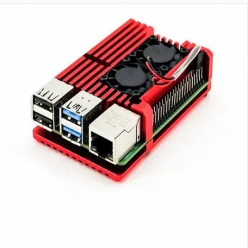 For Raspberry Pi 4 Model B Aluminum Case with Dual Cooling Fan Metal Shell Enclosure for RPI Raspberry Pi 4B