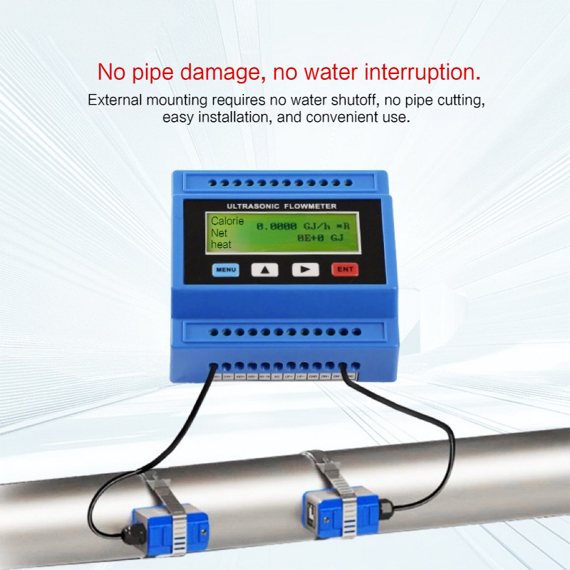 RS485 Ultrasonic Flow Sensor with LCD Display for Hot Water Fuel Oil and Liquid Media