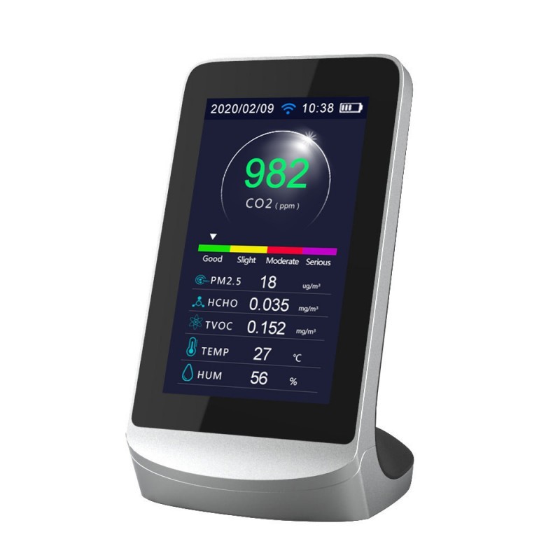 New Arrivals Tuya WiFi Smart Air Quality Detector | PM2.5 CO2 HCHO TVOC Monitor with LCD Screen and Temperature Humidity Display