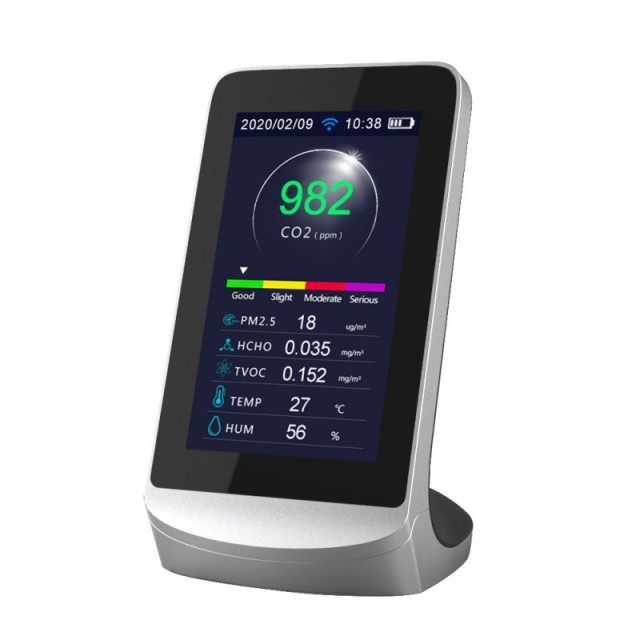New Arrivals Tuya WiFi Smart Air Quality Detector | PM2.5 CO2 HCHO TVOC Monitor with LCD Screen and Temperature Humidity Display
