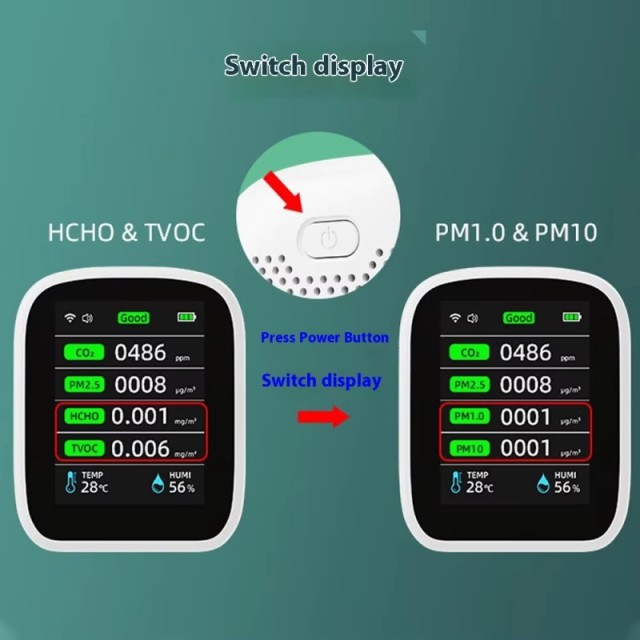 Best Selling WiFi 8 in 1 Tuya PM2.5 Air Quality Detector Digital Indoor Air Quality Monitor for Home Greenhouse