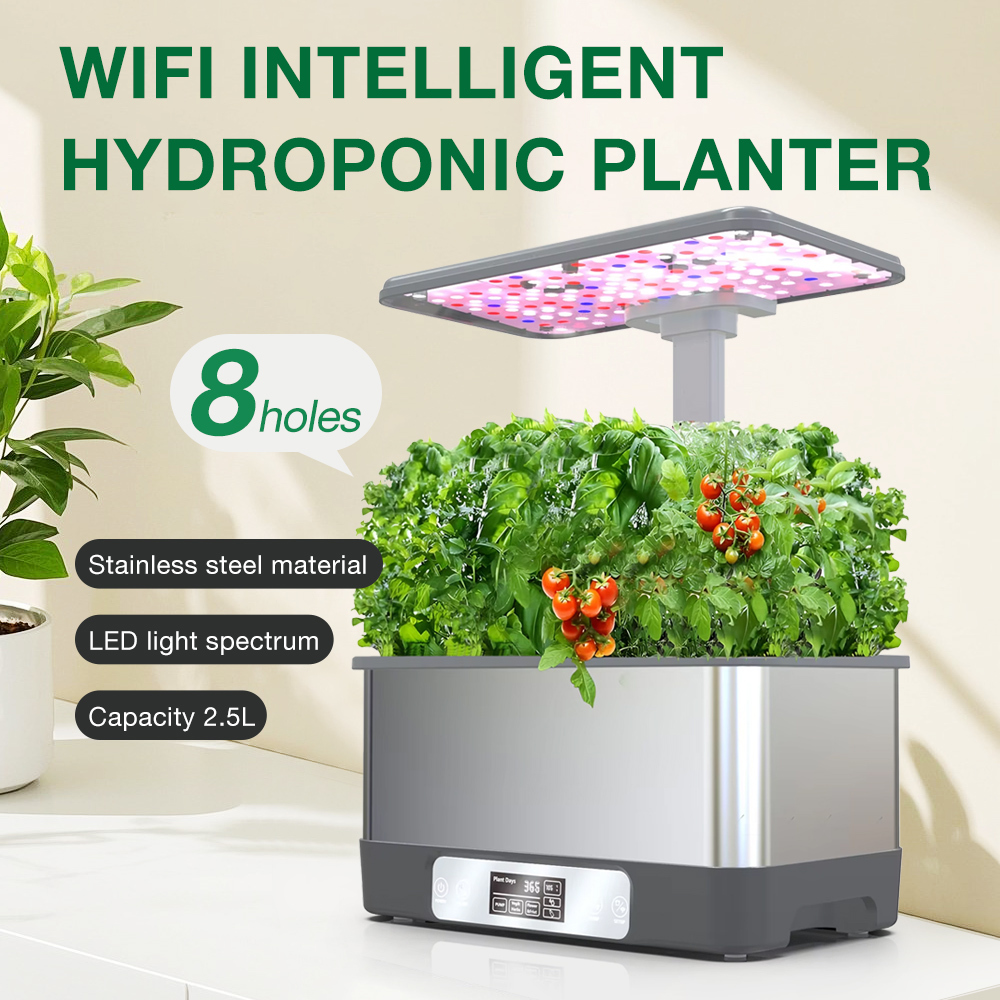 Tuya WiFi Smart Hydroponic Garden System, 8 Pods Soilless Planting Kit with Spectrum LED Grow Lights and Automatic Watering for Indoor Herbs