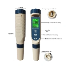 5 in 1 Digital Water Quality Tester Pen, PH TDS EC Salinity Temperature Meter with Backlight Display for Aquarium Pool Drinking Water
