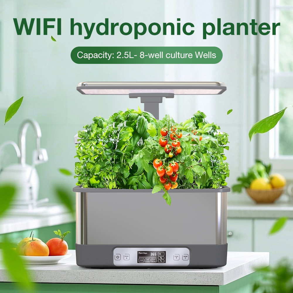 Tuya WiFi Smart Hydroponic Garden System, 8 Pods Soilless Planting Kit with Spectrum LED Grow Lights and Automatic Watering for Indoor Herbs