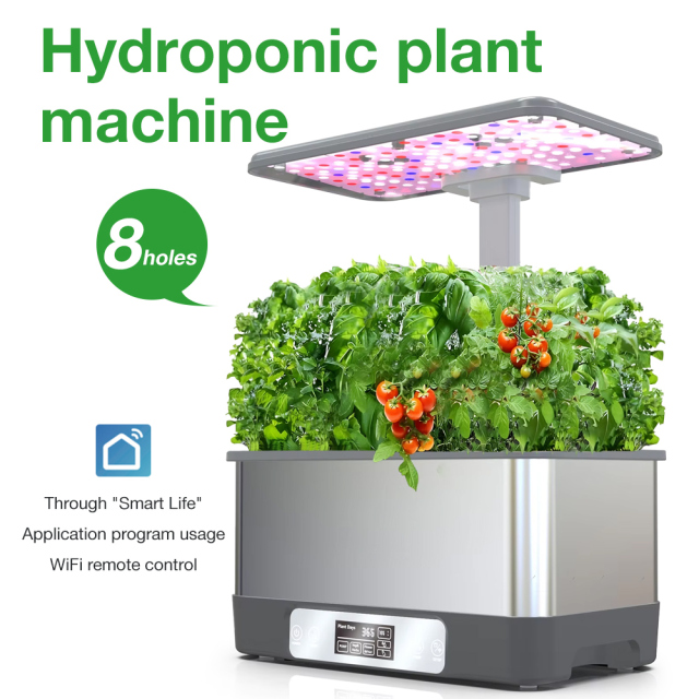 Tuya WiFi Smart Hydroponic Garden System, 8 Pods Soilless Planting Kit with Spectrum LED Grow Lights and Automatic Watering for Indoor Herbs