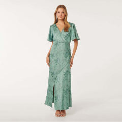 Customized Wholesale Satin V Neck Casual Dress Boho Long Dresses Women Maxi Casual Ladies