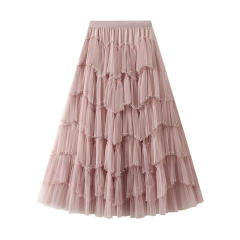 SpringSummer Puffy Tulle Mesh Tiered Skirt