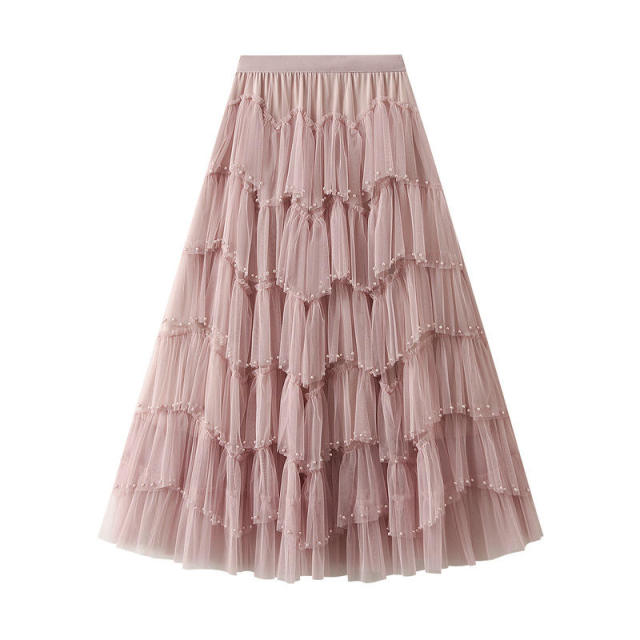 SpringSummer Puffy Tulle Mesh Tiered Skirt