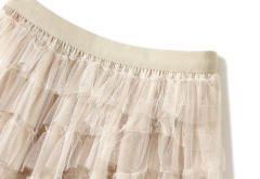 Flared Flower Patterns Casual Style Plain Long Lace Gradient Mesh Tiered Skirt