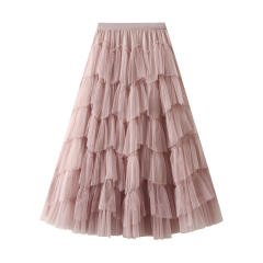 SpringSummer Puffy Tulle Mesh Tiered Skirt
