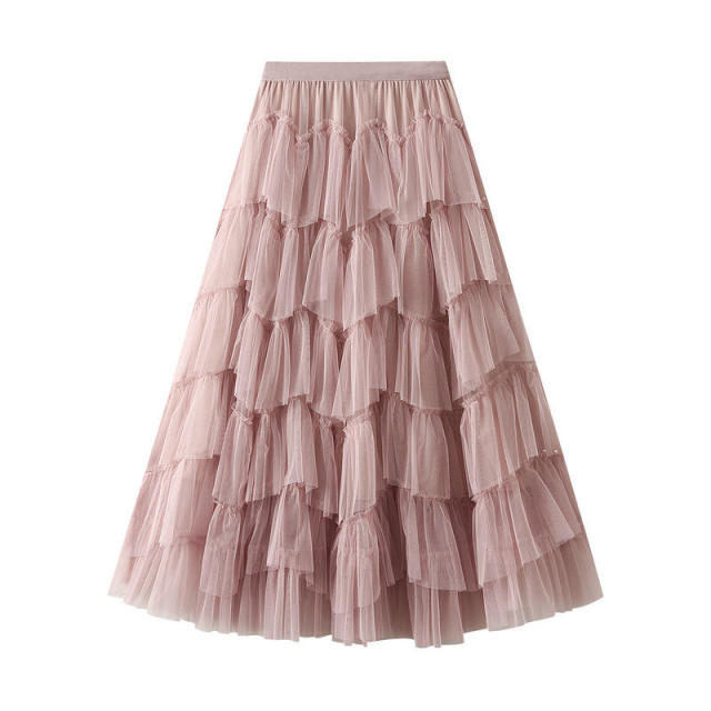 SpringSummer Puffy Tulle Mesh Tiered Skirt