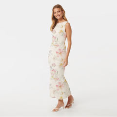 High Quality Custom Women Floral Dress Summer Vacation Sleeveless Floral Pattern Printed Midi Dress