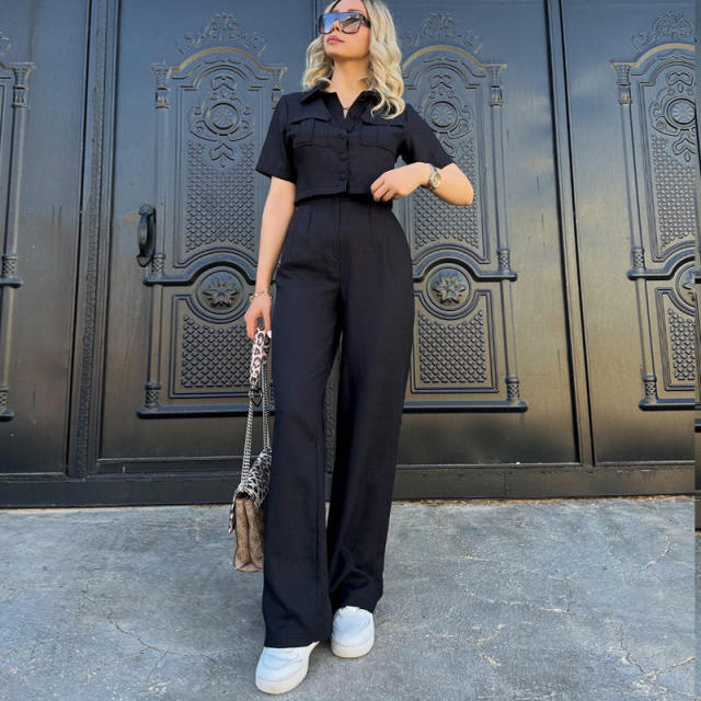 Spot 2024 Euro and American Suit Women's Summer Short Sleeve Temperament Fashion Casual Women's Two-Piece