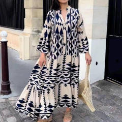 New Design Women Print Shirt Bohemian Dress Women Casual Dress