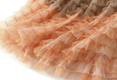 Flared Flower Patterns Casual Style Plain Long Lace Gradient Mesh Tiered Skirt