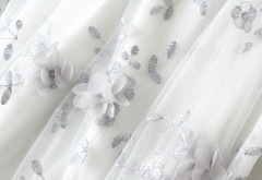Women Autumn Casual A-Line Tulle Skirt High Waist Dragonfly Embroidery Mesh Flowy Midi Skirt