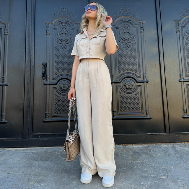 Spot 2024 Euro and American Suit Women's Summer Short Sleeve Temperament Fashion Casual Women's Two-Piece