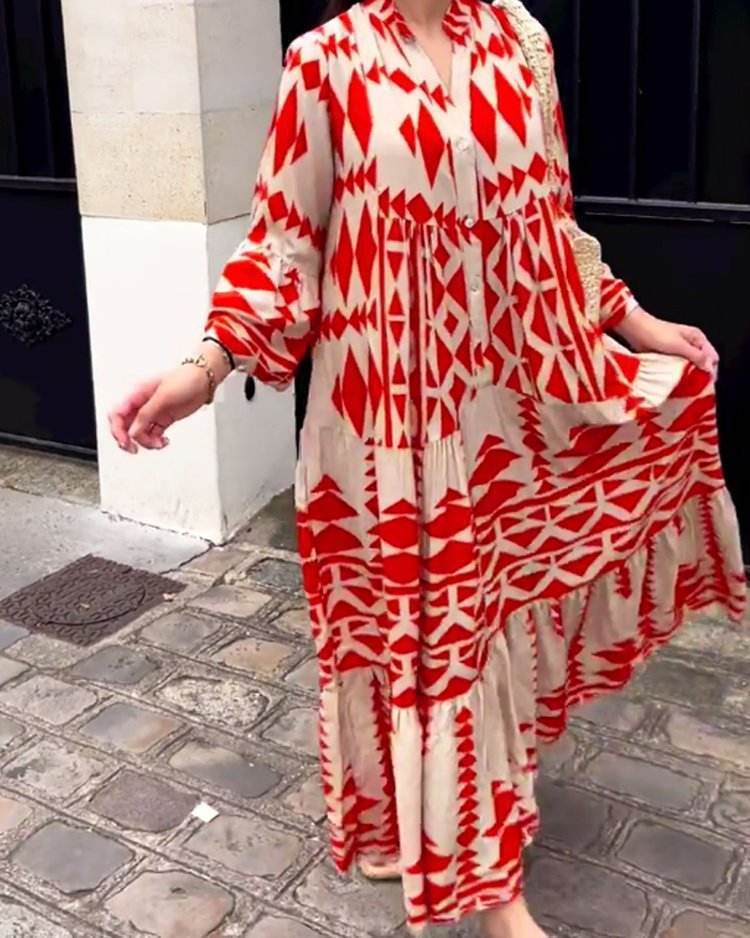 New Design Women Print Shirt Bohemian Dress Women Casual Dress