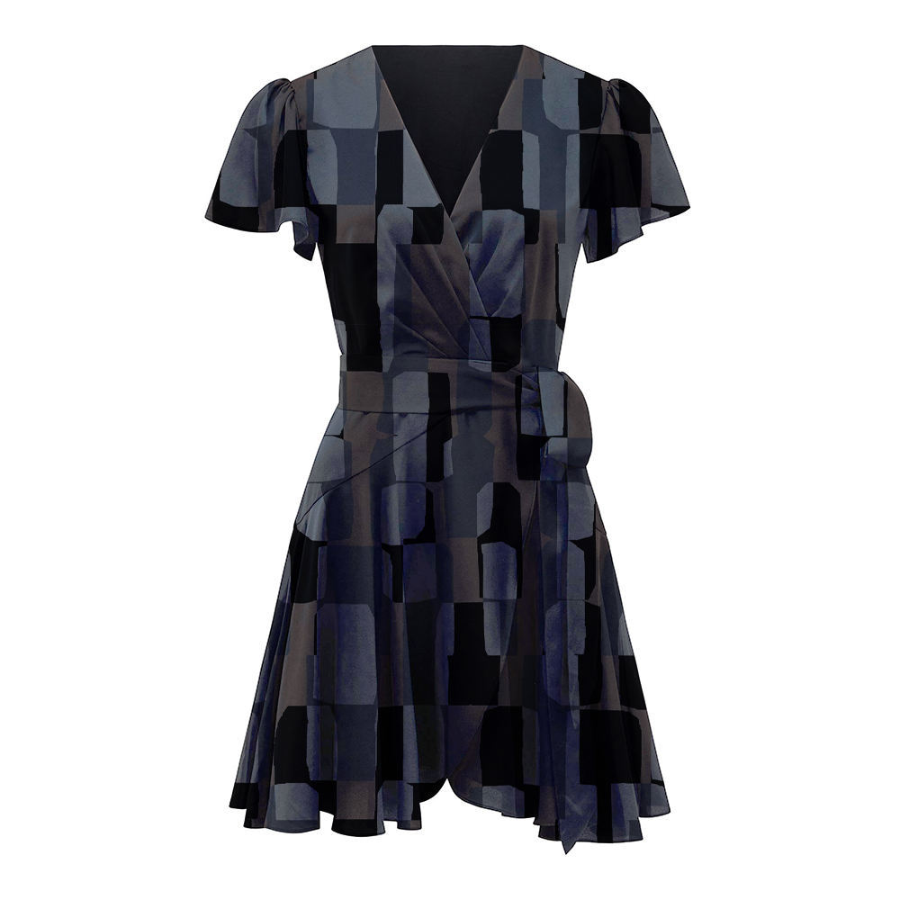 2024 Summer Women Mini Dresses Elegant Flutter Sleeve Fashion Casual Summer Ladies Mini Dress
