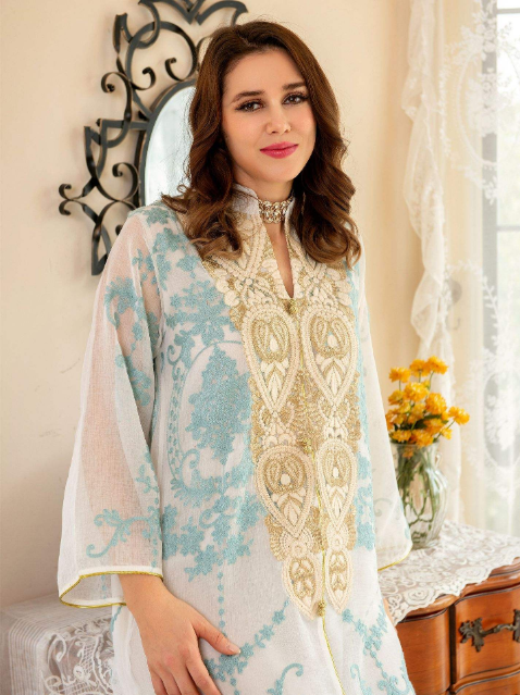 Women Muslim Dresses Middle East Dubai Arab Long Sleeve Evening Dress Fashion Embroidered Kaftan Robe Ladies Muslim