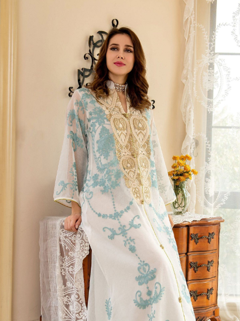 Women Muslim Dresses Middle East Dubai Arab Long Sleeve Evening Dress Fashion Embroidered Kaftan Robe Ladies Muslim