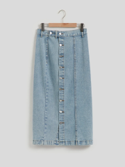 Women Custom Casual High Waist Button Stylish Long Midi Denim Jeans Skirt for Women