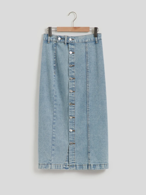 Women Custom Casual High Waist Button Stylish Long Midi Denim Jeans Skirt for Women
