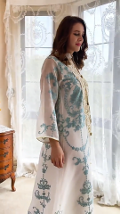 Women Muslim Dresses Middle East Dubai Arab Long Sleeve Evening Dress Fashion Embroidered Kaftan Robe Ladies Muslim