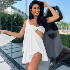 Women's Summer New Holiday One Shoulder Hollowed Out Spice Girls Casual Fashion Tube Solid Satin Backless Dress
