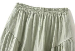 Summer Vintage Stitching Pleated Maxi Cotton Skirt