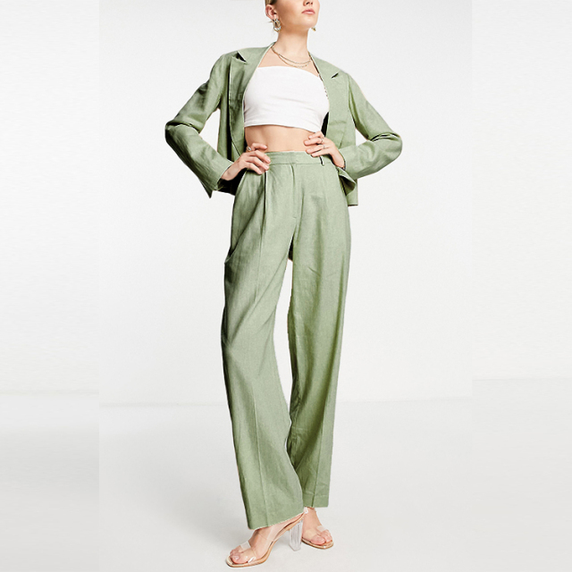 high waist wide leg trousers