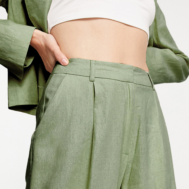 high waist wide leg trousers