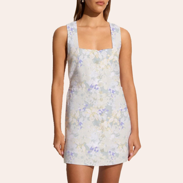 Square neck floral dress