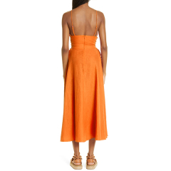 Linen open back drape dress