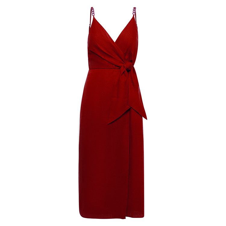 Midi Hem Dress with Front Tie Detail