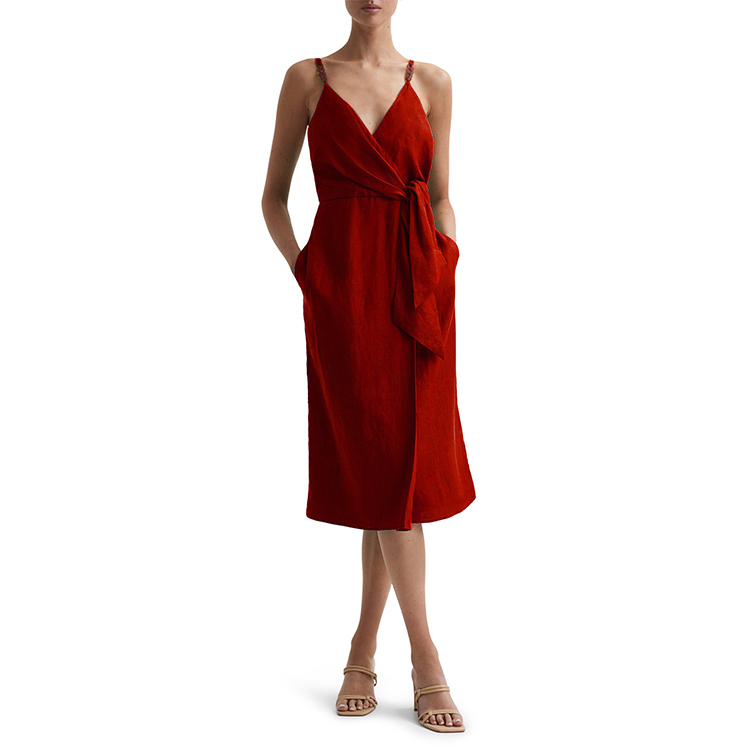 Midi Hem Dress with Front Tie Detail
