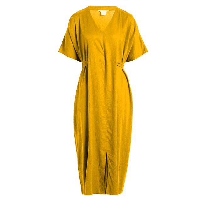 Linen V Neck Beach Dress