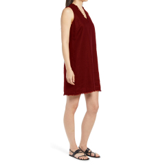 Ruffle V-Neck Linen A-Line Dress