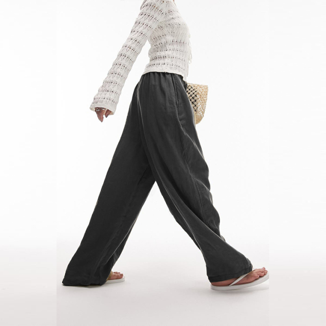 Leg Pull-On Linen Blend Pants