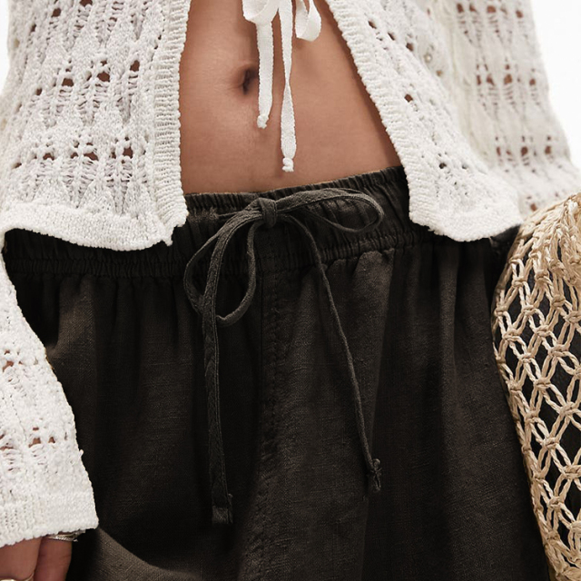 Leg Pull-On Linen Blend Pants