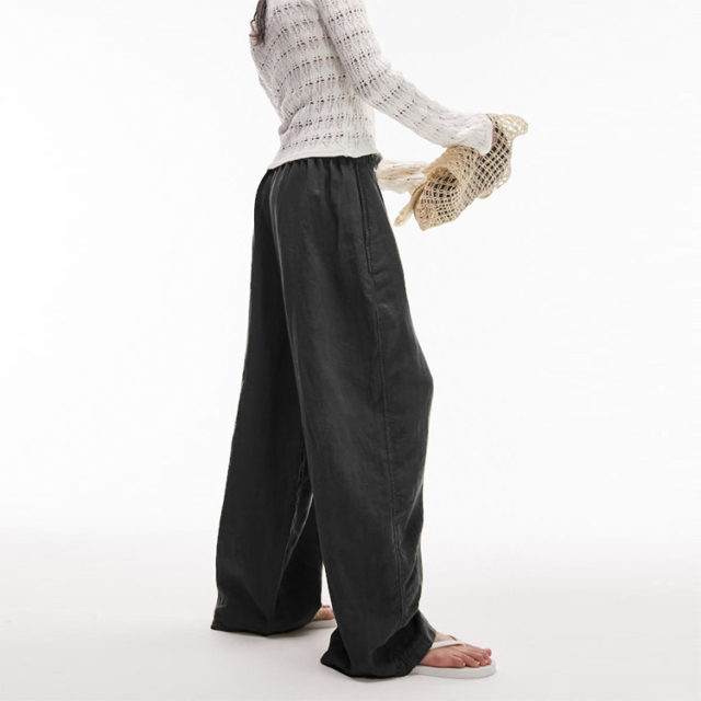 Leg Pull-On Linen Blend Pants