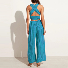 Stripe Wide Leg Linen Blend Pants