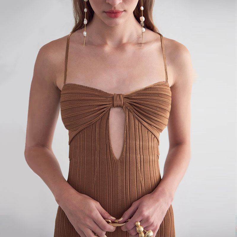 Sweetheart Neck Linen Blend Dress