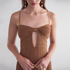Sweetheart Neck Linen Blend Dress